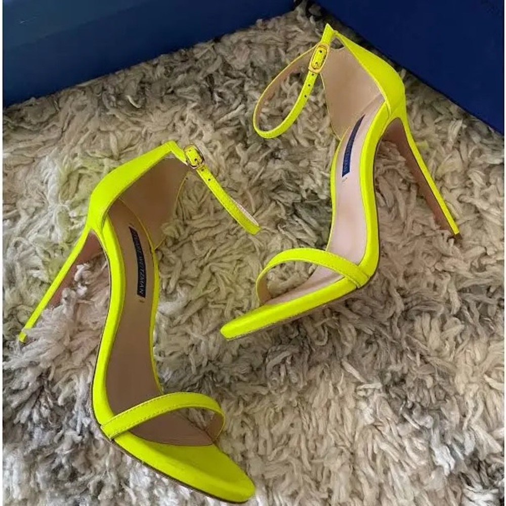 Stuart Weitzman Nudistcurve 100 Neon Green Stilettos